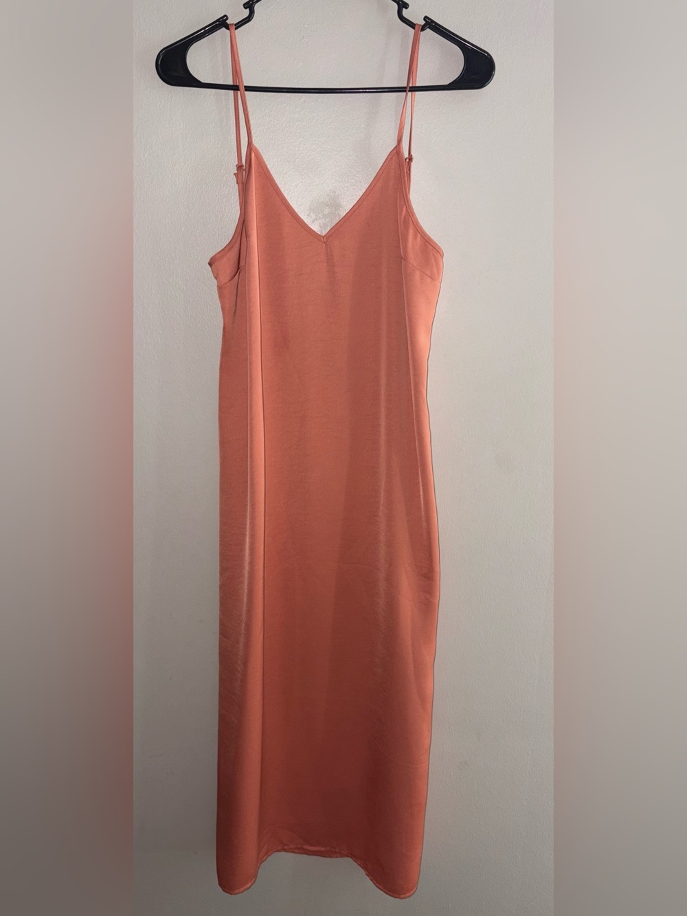 a new day - Coral V-Neck Maxi Slip Dress